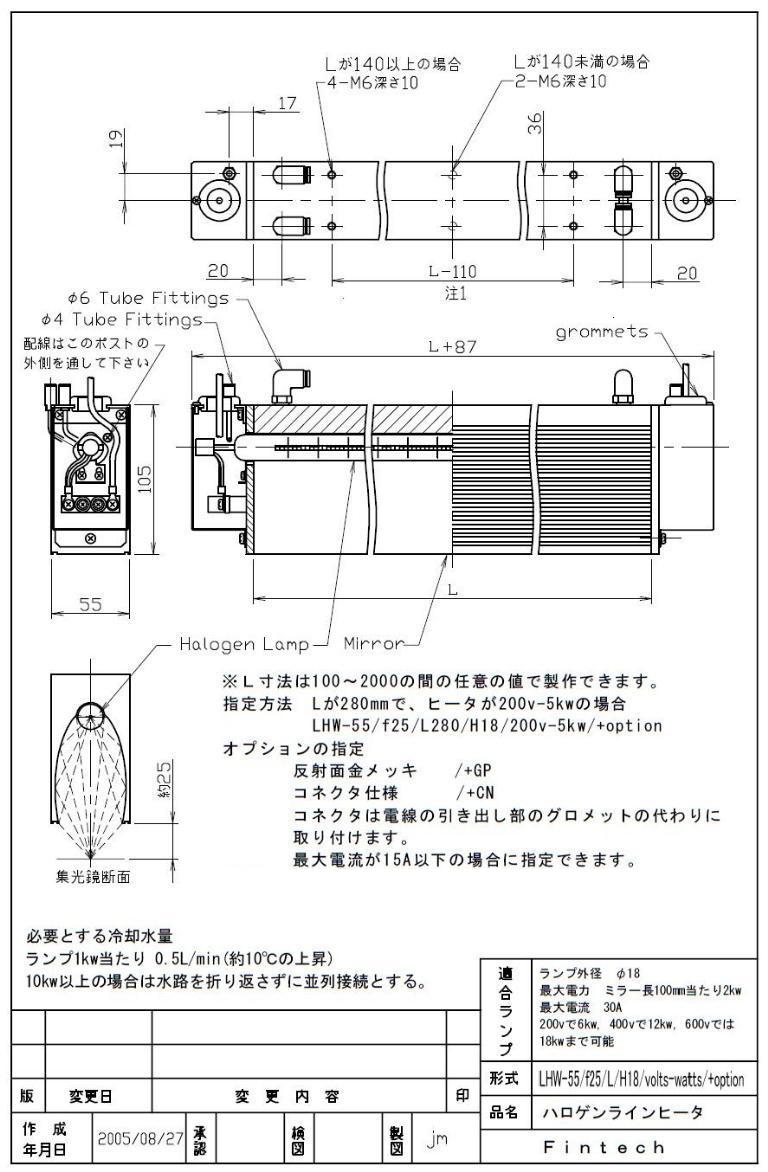 高性能ハロゲンラインヒーターユニット　Ｈ18タイプ（φ18ランプ用））